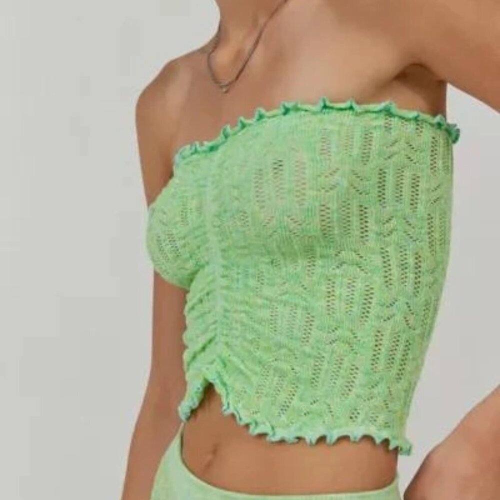 NWT UO Out From Under Hello Sunshine Green Marled Knit Tube Top